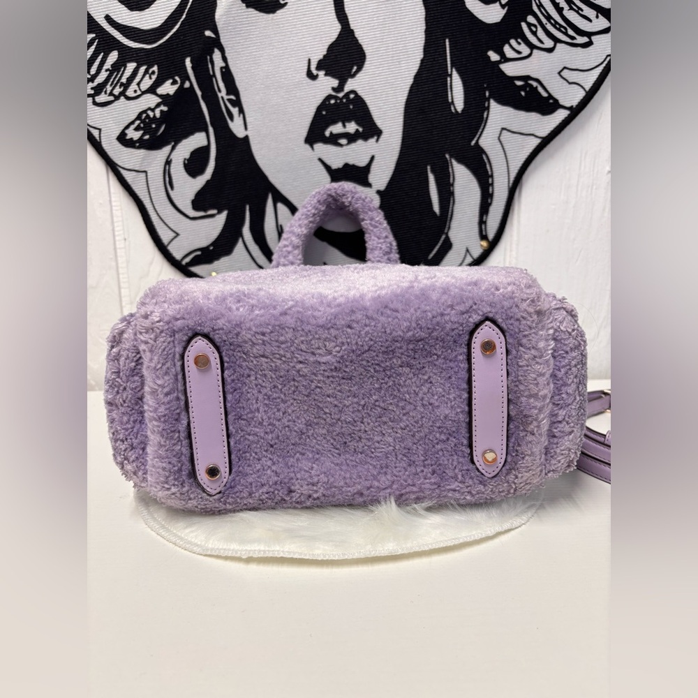 Kate Spade New York Ellie faux fur small tote bag in violet mist. - Picture 3 of 5